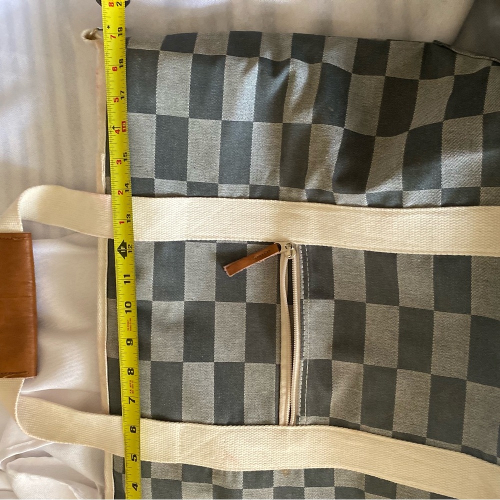 Free People Business & Pleasure Cooler Tote Bag 20” x 14” vintage Green check - Picture 7 of 8
